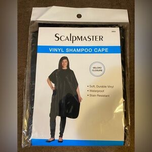 Scalpmaster Black Vinyl Shampoo Cape with Velcro Closure